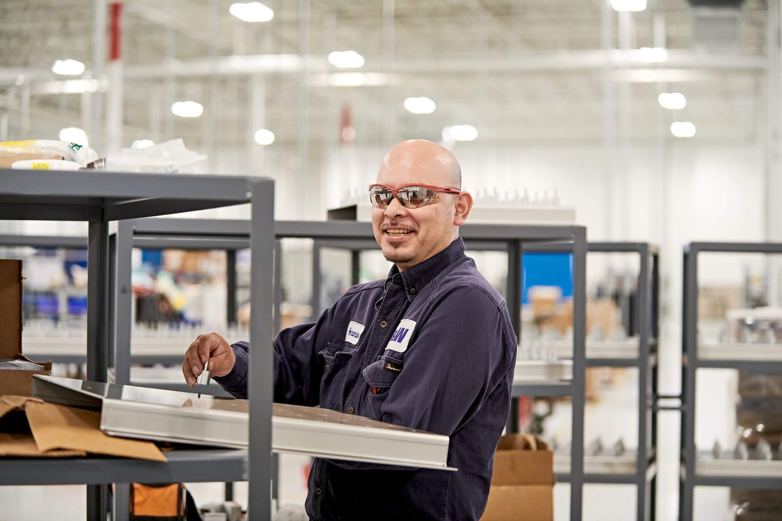 A man with safety glasses