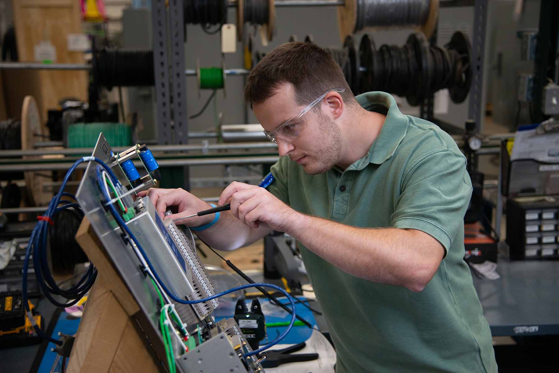 Engineer working on equipment